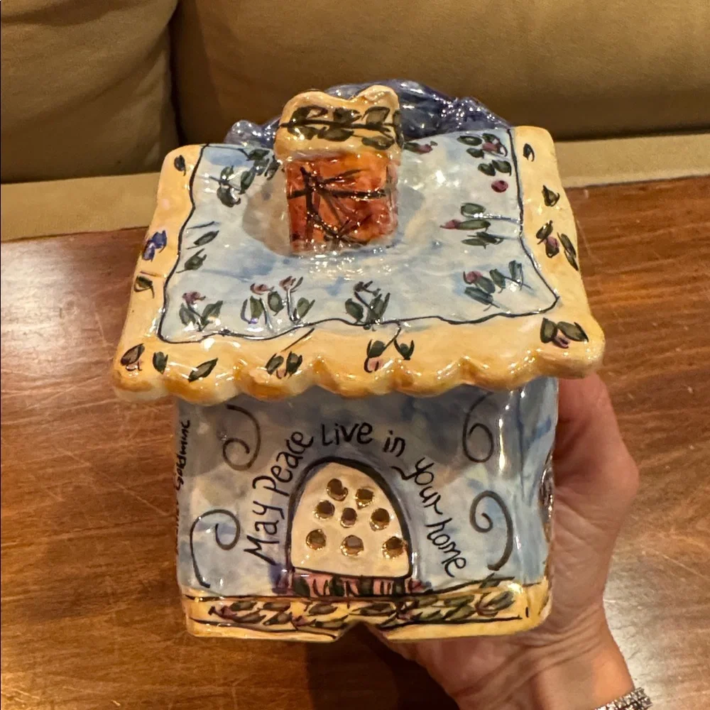 NWOT Blue Sky Ceramic May Peace Live In Your Home Dove 2 Pc Candle Holder 2001